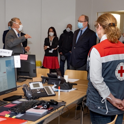 Visit by H.S.H the Prince to the Covid 19 Call Centre and Home Support Centre