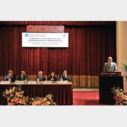 HSH Prince Albert II at the International Institute of Humanitarian Law in Sanremo on Thursday 9...