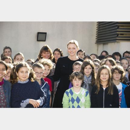 H.S.H. Princess Charlene of Monaco meets young people and teaching staff from the Principality
